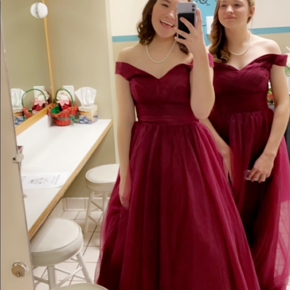 Burgundy Full Length Ballgown/Bridesmaid Dress
